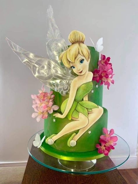 Tinkerbell Theme Cake, Tinkerbell Party Ideas Decoration, Tinker Bell Cakes, Tinker Bell Cake Ideas, Bolo Da Tinker Bell, Tinkerbell Cake Ideas, Tinker Bell Cake, Tinkerbell Cake Topper, Tinkerbell Birthday Cakes