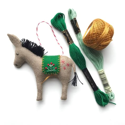 , Shirley Rainbow, Felt Donkey, Donkey Christmas, Folksy Christmas, Cloth Dolls Handmade, A Donkey, Felt Christmas Tree, Felt Embroidery, Needle Felting Projects