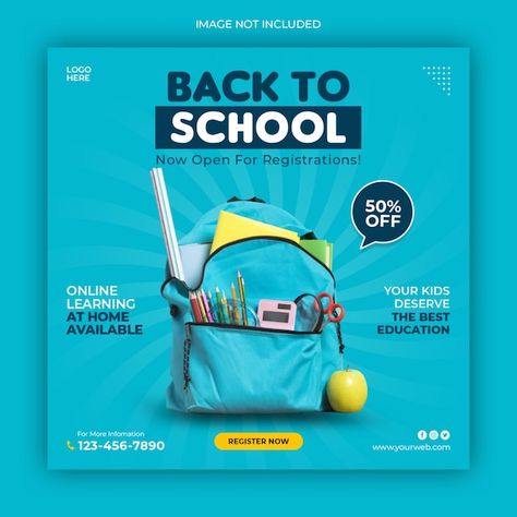 School admission social media post banne... | Premium Psd School Banner Design Ideas, Back To School Poster Design, School Banner Design, Back To School Ads, Back To School Banner, Banks Ads, Cricket Logo, School Brochure, Games Wallpaper