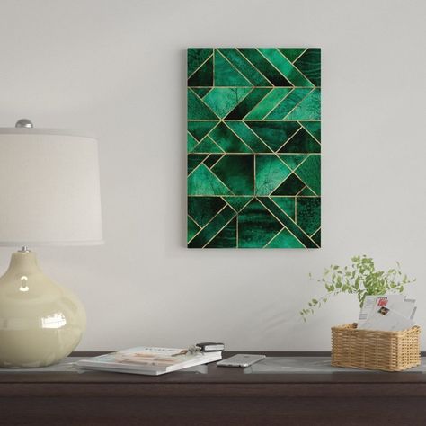 'Abstract Nature - Emerald Green' By Elisabeth Fredriksson Graphic Art Print on Wrapped Canvas Proposal Video, Collage Project, Chevron Wall Art, Gold Room, Gold Bedroom Decor, Canvas Collage, 3 Piece Painting, House Wall, Nyc Apartment