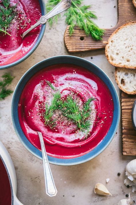 Beet Veggie Burger, Roasted Beet Soup, Vegan Greek Yogurt, Crowded Kitchen, Soup Ideas, Raw Beets, Beet Soup, Vegetarian Soup Recipes, Beet Hummus