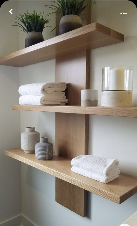 Aesthetic Studio Apartment, Wall Bookshelf, Rustic Bathroom Shelves, Aesthetic Studio, Bathroom Wall Shelves, So Aesthetic, Small Bathroom Ideas On A Budget, Small Bathroom Ideas Modern, Wall Bookshelves