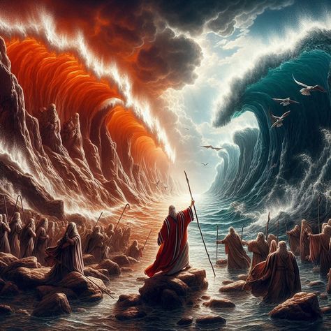 Moses Parting The Red Sea Tattoo, Moses Parting The Red Sea, Moses Bible, Crossing The Red Sea, Parting The Red Sea, Back Tats, Sea Tattoo, The Red Sea, Healing Scriptures