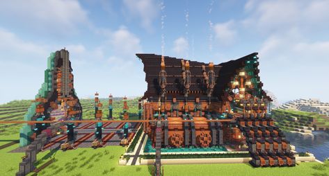 Minecraft Basics, Minecraft Castle Designs, Construction Minecraft, Minecraft Steampunk, Minecraft Mansion, Steampunk House, Minecraft Castle, Minecraft Room, Cute Minecraft Houses