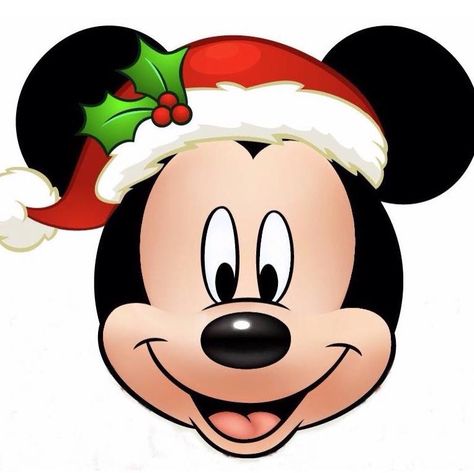 Santa Mickey! Minnie And Mickey Christmas, Disney Christmas Diy, Disney Christmas Decorations, Chirstmas Decor, Minnie Mouse Christmas, Minnie And Mickey, Disney Embroidery, Mickey Mouse Head, Mickey Mouse Wallpaper