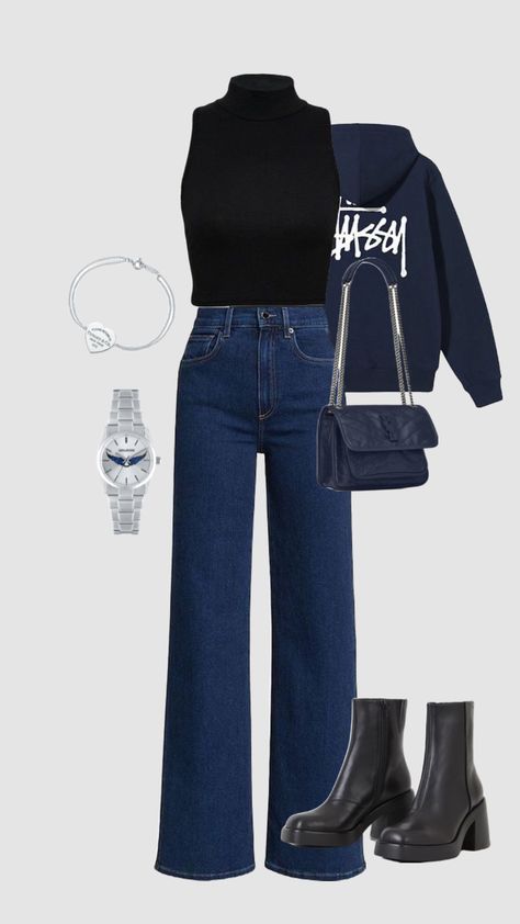 Dentist Outfit Going To The, Turtleneck Black Outfit, Capsule Wardrobe Items, Zara Jeans Outfit, Sleeveless Turtleneck Outfit, Main Character Energy, Turtleneck Outfit, Blue Jean Outfits, Small Face