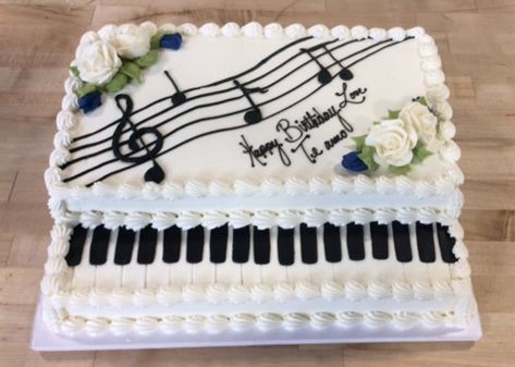 Piano Cake Birthday, Piano Cake Design, Piano Cake Ideas, Spinsters Party, Fresh Cream Birthday Cake, Piano Birthday Cake, Music Note Birthday Cake, Cake Piano, 3d Fondant Cake