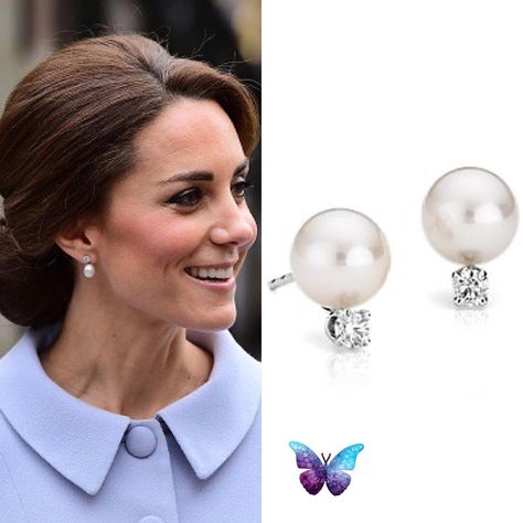 HM’s Diamond & Pearl Earrings♥  - 10/11/16 ♛ Official Visit to the Netherlands Diamond Dangling Earrings, Pearl Earrings Studs, Kate Middleton Jewelry, Diamond And Pearl Earrings, Diamond Pearl Earrings, Mens Diamond Stud Earrings, Pearl Earrings Designs, Dior Earrings, Oval Stud Earrings