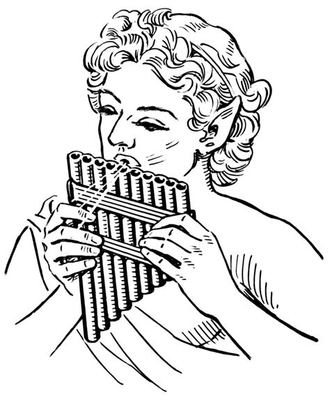 elfo Pan Mythology, Pan Flute, Music Illustration, Free Coloring Sheets, Girls Music, Color Magic, Calming Colors, Black And White Drawing, Girl Sketch