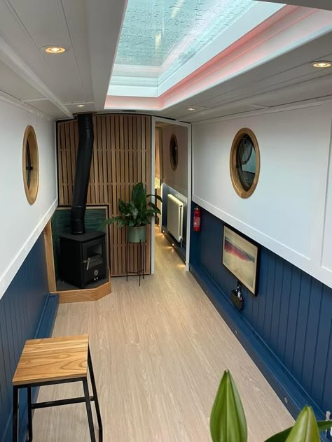 Skylight Interior, Small Houseboats, Barge Interior, Canal Boat Interior, Swan Boat, Barge Boat, Narrowboat Interiors, Liveaboard Boats, Canal Barge