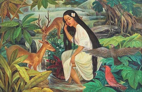 Filipino painter Maria Makiling, Philippines Fashion, Filipino Art, Philippine Art, Philippines Culture, Acrylic Paint On Wood, Native American Artifacts, Pretty Photos, Yellow Painting