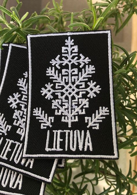 Lithuanian ethnic minimalist style patch with ornaments and Lietuva text Lithuanian Art Folk, Lithuanian Architecture, Baltic Symbols Lithuania Tattoo, Lithuanian Symbols, Lithuanian Folk Art, Lithuania Aesthetic, Baltic Symbols, Ethnic Tattoo, Clothing Symbols