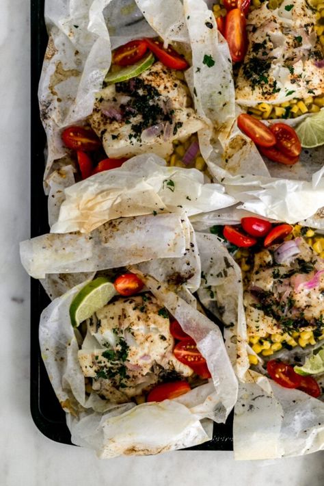 Cod In Parchment, Papillote Recipes, Pacific Cod, Cod Fish Recipes, Fish Recipes Baked, Lime Butter, Chili Lime Seasoning, Cod Recipes, Easy Seafood Recipes