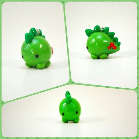 A tiny polymer clay dino charm! It was super easy to make, and is really cute! I absolutely love this Clay Magnets, Simple Toys, Birthday Balloon Decorations, Clay Crafts Air Dry, Cute Clay, Polymer Clay Creations, Clay Charms, Sculpture Clay, Air Dry Clay