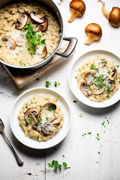 Chicken and Mushroom Risotto with Parmesan - Cooking Mediterranean Chicken Mushroom Risotto, Chicken And Mushroom Risotto, Cheesy Risotto, Vegetarian Risotto, Chicken Risotto, Chicken And Mushroom, Chicken Mushroom, Perfect Chicken, Mushroom Risotto