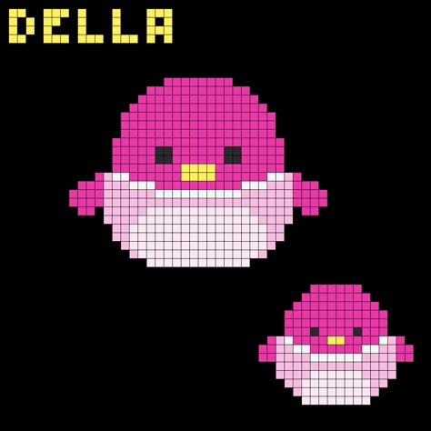 Pixel Squishmallow, Squish Mellow Perler Bead Patterns, Squishmallow Pixel Art, Squishmallow Cross Stitch, Squishmallow Perler Bead Patterns, Squishmallow Perler Beads, Squishmallow Perler, Duck Squishmallow, Della Duck