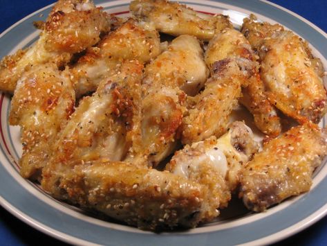 Baked Sesame Parmesan Chicken Drumsticks (Or Wings) Parmesan Chicken Drumsticks, Garlic Ranch Chicken, Autumnal Recipes, Ranch Chicken Wings, Garlic Ranch, Garlic Wings, Parmesan Wings, Cooking Chicken Wings, Baked Chicken Drumsticks