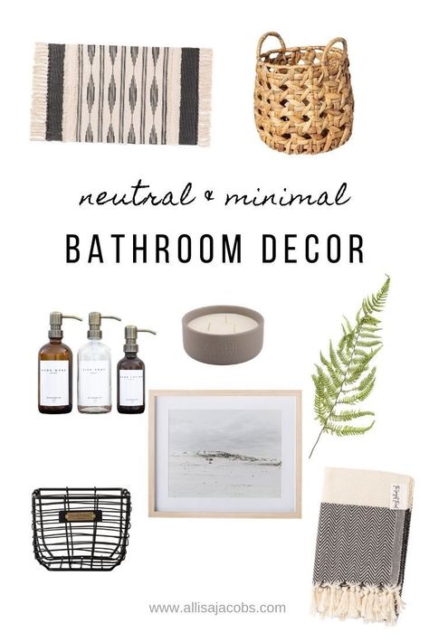 Modern Minimal Bathroom Decor, Cream And Black Bathroom Ideas, Japandi Bathroom Decor, Bathroom Ideas Neutral Colors, Cream And Black Bathroom, Neutral Bathroom Decor Ideas, Beige And Black Bathroom, Bathroom Style Ideas, Minimal Bathroom Decor