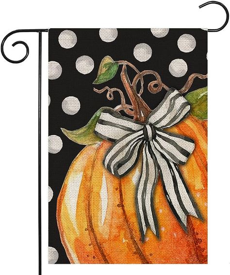 Amazon.com : Fall Garden Flag 12x18 Inch Double Sided, Thanksgiving Pumpkin with Bowknot White Dots Small Yard Flags for Outdoor,Seasonal Decor for Seasonal Autumn Farmhouse Outside Holiday : Patio, Lawn & Garden Farmhouse Outside, Fall Garden Decor, Autumn Farmhouse, Polka Dot Pumpkin, Pumpkin Garden, Halloween Garden Flag, Fall Garden Flag, Pumpkin House, Halloween Garden