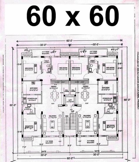 50x90 House Plans Layout, 60x60 House Plans, 40x60 House Plans, Luxury House Floor Plans, Residential Building Plan, Four Bedroom House Plans, Modern Bungalow House Plans, Drawing House Plans, House Ideas Modern