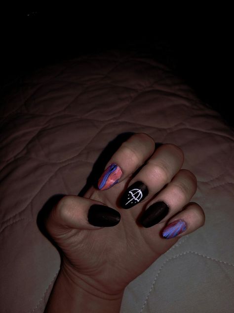 Bad Omens Nail Art, Bmth Nails, Bring Me The Horizon Nails, Bad Omens Nails, Band Nails, Bad Omens, Uñas Acrilicas, Nail Nail, Nail Ideas