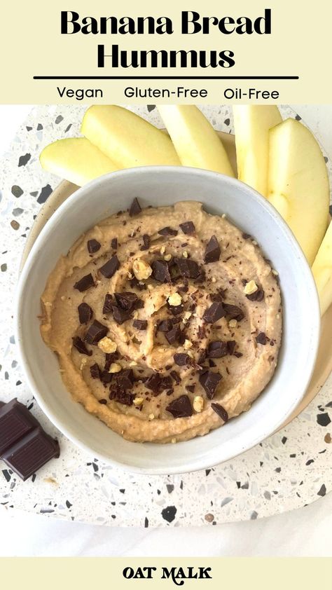 Sweet Hummus Recipe Healthy, Banana Bread Hummus, Hummus Dessert Recipes, Plant Based Snack Ideas, Snacks With Hummus, Hummus Snack Ideas, Protein Dough, Hummus Protein, Sweet Hummus Recipe