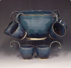 Ceramic Punch Bowl, Hanging Cups, Cray Cray, Ladles, Bowl Ceramic, Pottery Classes, Stoneware Pottery, Hand Thrown, Art Pottery