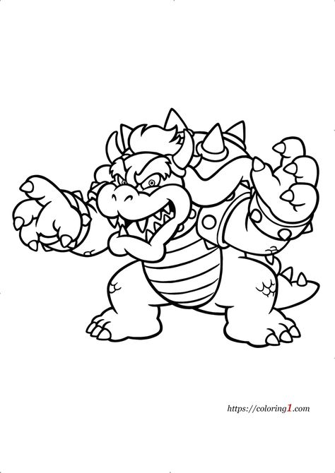 Bowser Mario Coloring Pages - 2 Free Coloring Sheets (2021) Bowser Coloring Page Free Printable, Mario Bros Coloring Pages Free Printable, Bowser Coloring Pages, Mario And Luigi Coloring Pages, Mario Coloring Pages Free Printable, Dry Bowser, Mario E Luigi, Super Mario Coloring Pages, Mario Coloring Pages