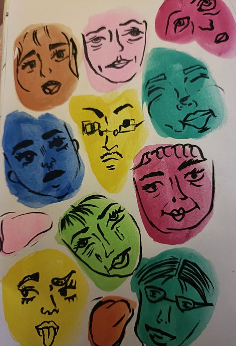 Face Doodles Simple, Blob Doodles, Blob Art, Pumpkin Face Paint, Face Sketches, Face Doodles, Markers Drawing Ideas, Painting School, Face Sketch