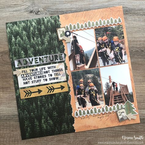 Scrapbook Photo Layouts, Scrapbook Project Ideas, Scrapbook 12x12 Layouts, Scrapbook Ideas Family Memories, Scrapbook Ideas 12x12, Scrapbooking With Photos, Creative Memories Scrapbooking Layouts Ideas, 12 X 12 Scrapbook Layouts, Adventure Scrapbook Ideas