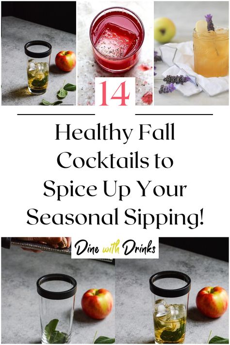 Collage of 4 healthy fall cocktails. Healthy Fall Cocktails, Low Sugar Fall Cocktails, Fall Drinks Alcohol, Fall Cocktail Recipes, Healthy Cocktail Recipes, Warm Cocktails, Fall Drink Recipes, Mocktail Drinks, Low Calorie Cocktails