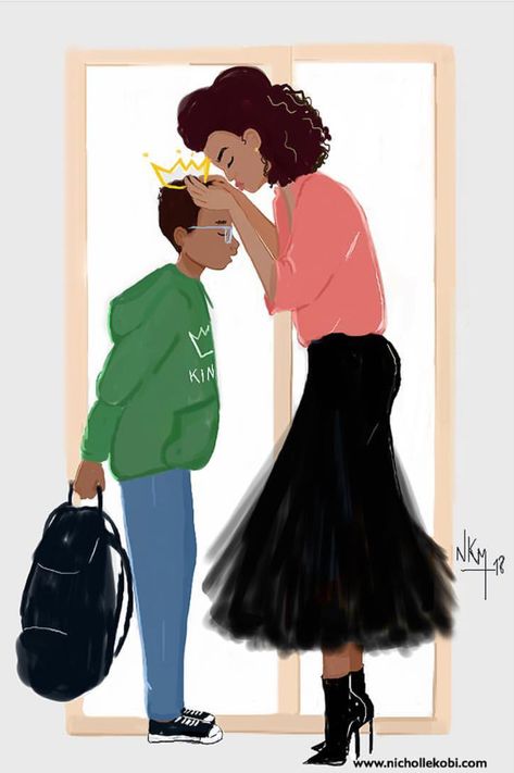 First day of school Black Mom And Son Drawing Art, Nicholle Kobi, Prince Art, Tableau Art, Black Artwork, Black Love Art, Black Art Pictures, Dope Art, Afro Art