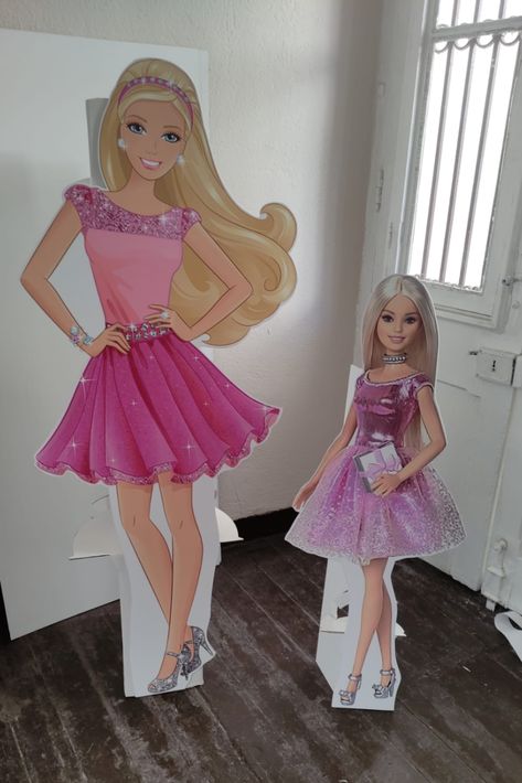 Barbie Cardboard Cutout, Barbie Cutouts, Barbie Party Theme, Character Cutouts, Cardboard Cutout, Barbie Party, Unusual Design, Party Signs, Cut Outs