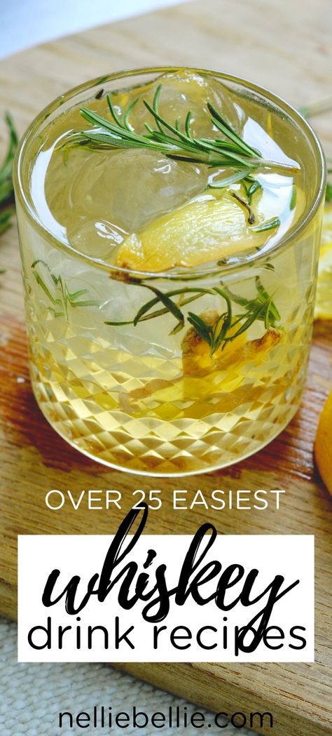 Drinks To Make With Whiskey, Whiskey Wedding Drinks, Lemon Whiskey Cocktail, Whiskey Drinks Simple, Good Whiskey Drinks, Simple Cocktail Recipes, Whiskey Drinks Recipes, Best Whiskey, Cocktail Recipes Whiskey