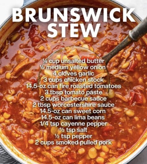 Brunswick Stew Recipe Easy, Homemade Brunswick Stew Recipe, Best Brunswick Stew Recipe, Brunswick Stew Recipe, Pork Soup Recipes, Stew Recipes Crockpot, French Foods, Brunswick Stew, Canning Sweet Corn