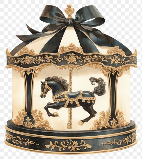 Carosel Horse Tattoo Vintage, Carousel Horse Aesthetic, Carousel Horse Art, Coquette Music, Carousel Design, Shower Art, Carousel Horses Vintage Drawing, Antique Music Box, Vintage Carousel