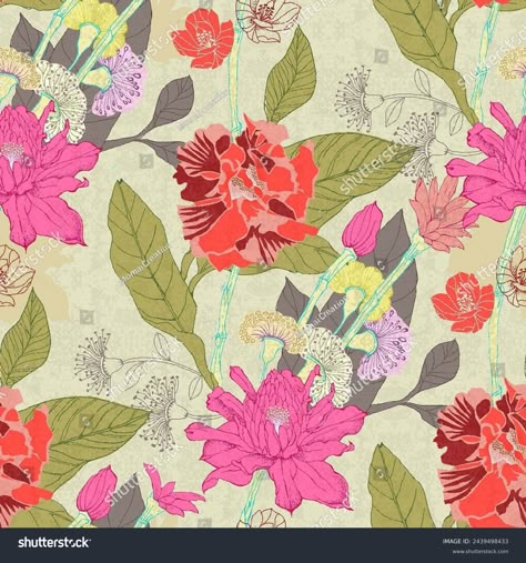 Colorful Seamless Floral Digital Design Stock Illustration 2439498433 | Shutterstock Ethnic Pattern Design, Abstract Flowers Print, Wallpaper Themes, Arte Peculiar, Dobby Weave, Abstract Pattern Design, 2024 Design, Quirky Art, Flower Pattern Design