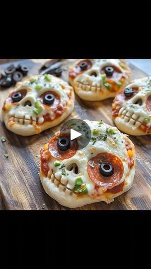 6.4K views · 58 reactions | Halloween Pizza Skulls 🧠
Ingredients:
1 can refrigerated pizza dough
1/2 cup pizza sauce
1 cup shredded mozzarella cheese
1/2 cup pepperoni slices, chopped
1/4 cup black olives, sliced
1/4 cup green bell pepper, diced
1/4 cup red onion, finely chopped
Cooking spray
1/2 teaspoon dried oregano
1/2 teaspoon garlic powder
Instructions:
Preheat the Oven for Perfect Results
Preheat your oven to 375°F (190°C). Lightly spray your skull-shaped mold with cooking spray to prevent sticking.
Prepare the Dough
On a lightly floured surface, unroll the pizza dough and cut it into pieces large enough to cover each skull mold cavity.
Assemble the Pizza Skulls
Press the dough into each cavity of your skull mold, ensuring there’s some overhang for sealing. Spoon in 1 tablespoon of Skull Pizza Heads, Halloween Pizza Skulls, Pizza Skulls, Skull Pizza, Halloween Pizza, Refrigerated Pizza Dough, Skull Mold, Green Bell Pepper, Cooking Spray