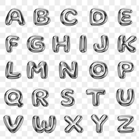 Heavy Metal Font, Black Metal Font, Silver Typography, Chrome Letters, Silver Letter Balloons, Alphabet 3d, 3d Chrome, Metal Font, Poster Fonts