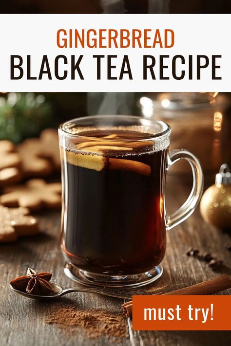 Homemade Gingerbread Black Tea - A Spiced Holiday Treat Winter Tea Recipe, Jasmine Milk Tea Recipe, Moroccan Mint Tea Recipe, Black Tea Recipe, Milk Thistle Tea, Mint Tea Recipe, Licorice Tea, Cozy Winter Recipes, Bubble Tea Flavors