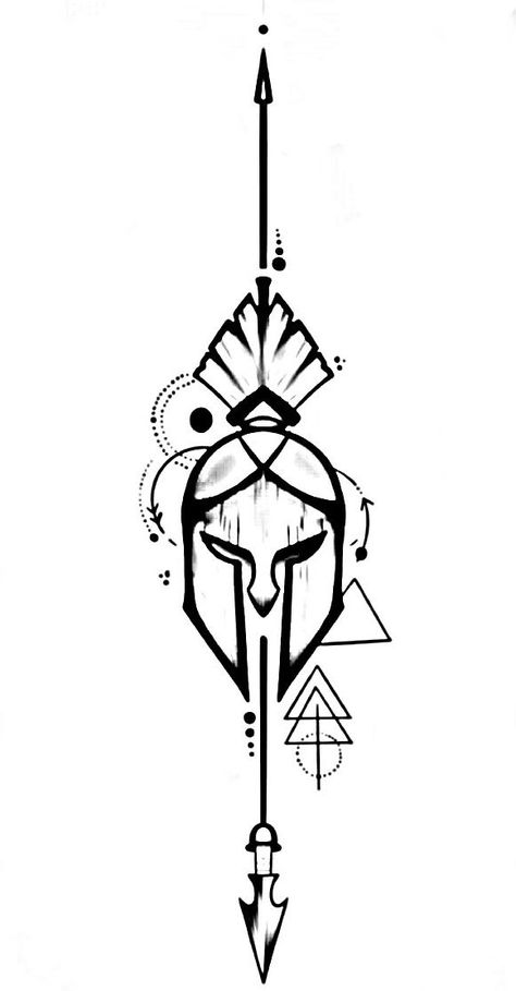 Spear Tattoo Design, Smooth Tattoo, Spear Tattoo, Mountain Sleeve Tattoo, Ares Tattoo, Female Warrior Tattoo, Tattoo Design For Hand, Simple Arm Tattoos, Spartan Tattoo