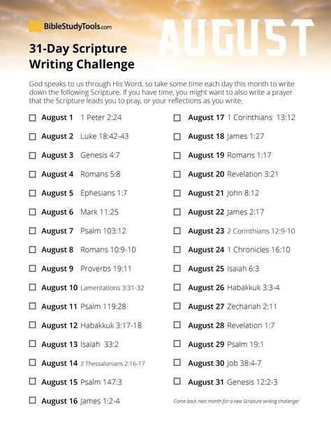 August 31-Day Scripture Writing Challenge Scripture List, Scripture Plans, Bible Writing, Finding Strength, Scripture Writing Plans, Spiritual Strength, Bible Truths, Scripture Writing, Writing Plan