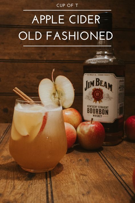 This apple cider cocktail is fruity, tart with apples, warm with cinnamon and bourbon, and sweet with apple cider. It's everything you could ever want in an Old Fashioned, plus more. #apple #fall #fallseason #applecider #booze #jimbeam #bourbon #oldfashioned Cider Old Fashioned, Bourbon Mixed Drinks, Comfort Drinks, Bourbon Apple Cider, Cider Cocktail, Apple Cider Cocktail, Apple Bourbon, Hot Cocktails, Cider Cocktails