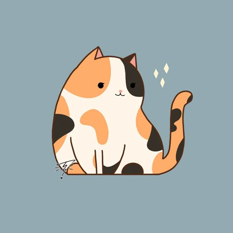 digital art cute calico cat Calico Cat Drawing Simple, Calico Cat Painting Easy, Calico Cat Tattoos, Calico Cat Character Design, Cartoon Calico Cat, Calico Cat Anime, Calico Drawing, Calico Cat Cartoon, Calico Cat Wallpaper