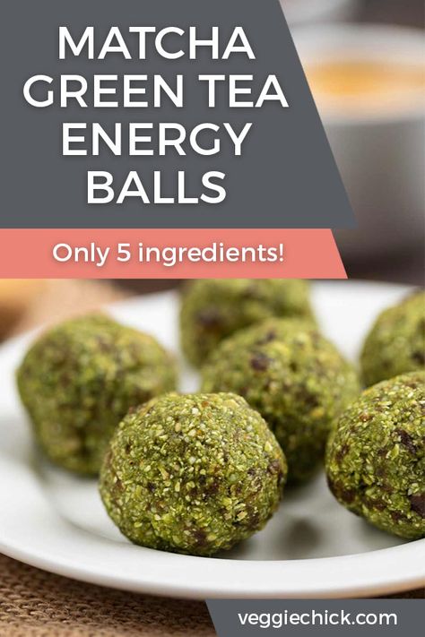 These {5-ingredient} Green Tea Energy Balls are sweet and nutty, and packed with antioxidant powerhouse- matcha green tea. They are also SUPER easy to throw together, making them the perfect choice for a healthy snack. #greenteaenergyballs #vegan #vegansnack #glutenfree #easyvegan What To Do With Matcha Powder, Matcha Balls, Diy Truffles, Snacking Ideas, Matcha Food, Matcha Energy Balls, Matcha Snacks, Macha Tea, Vegan Energy Balls