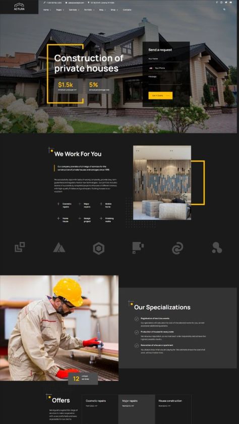 Construction Website Design Inspiration Construction Website Design, Creative Website Design Inspiration, Website Design Inspiration Business, Real Estate Website Design, Website Design Inspiration Layout, Business Fonts, Creative Website Design, Modern Website Design, Professional Website Design