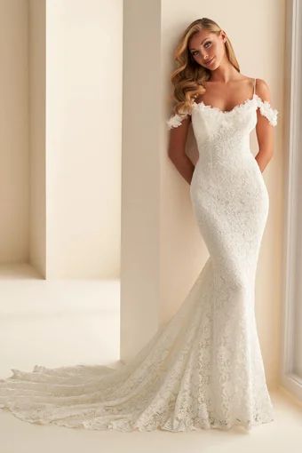 Enchanting By Mon Cheri, Mon Cheri Bridal, Fit And Flare Gown, Floral Sleeves, Flare Gown, Evening Dresses For Weddings, Floral Sleeve, Dress Order, Wedding Gowns Lace