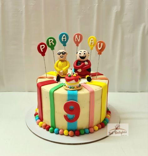 Motu and Patlu to celebrate Pranav's 9th Birthday ! Cake Flavor: Eggless Chocolate truffle #motupatlu #birthday #birthdaycakes #cakesofinstagram #cakeart #foodiesofinstagram #chennai #chennaibirthdaycakes #chennaifoodies #foodiesofchennai #chennaicakes #cakesinchennai #chennaibest #chennaievents #homebaker #homemade #foodofchennai #food52grams #cakephotography #lildelightschennai #desserttable #prettycakes #birthdaycake #customcakes #customized #themecake #motupatlucake #cakeforboys #boyscak Motu Patlu Cake Design, Motu Patlu Cake, 9th Birthday Cake, Cake Photography, Chocolate Truffle, Cake Flavors, Birthday Party Cake, Party Cake, 9th Birthday