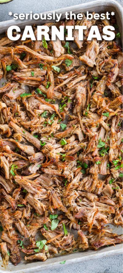 Slow Cooker Pork Carnitas are perfectly crispy on the outside with a juicy center. It's so easy to make authentic, restaurant quality Mexican pulled pork! Carnitas Slow Cooker, Mexican Pulled Pork, Slow Cooker Carnitas, Pork Carnitas Slow Cooker, Authentic Mexican Recipes, Carnitas Recipe, Slow Cooker Tacos, Pork Carnitas, Pork Dinner