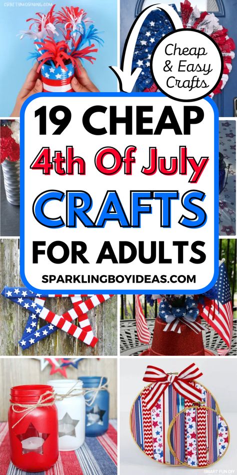 July Crafts For Adults, Easy 4th Of July Crafts, Fourth Of July Crafts, Patriotic Crafts Diy, 4th Of July Crafts, American Flag Crafts, Fireworks Craft, Patriotic Diy, Flag Crafts